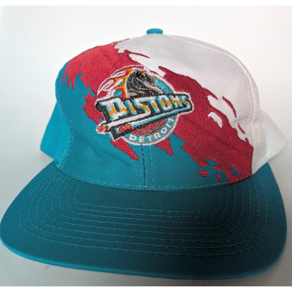 Detroit Pistons 90s LOGO 7 SPLASH snapback hat teal Horse white NBA vintage